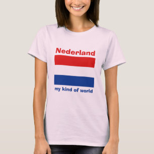 Sinalizador Holandês + Mapa + Texto T-Shirt
