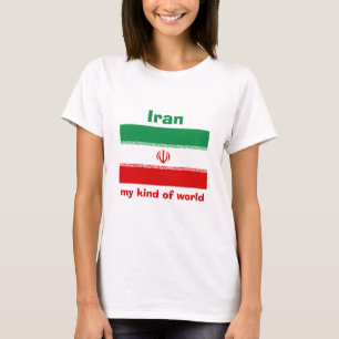 Sinalizador Irã + Mapa + T-Shirt de Texto