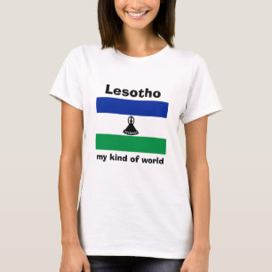 Sinalizador Lesoto + Mapa + T-Shirt de Texto