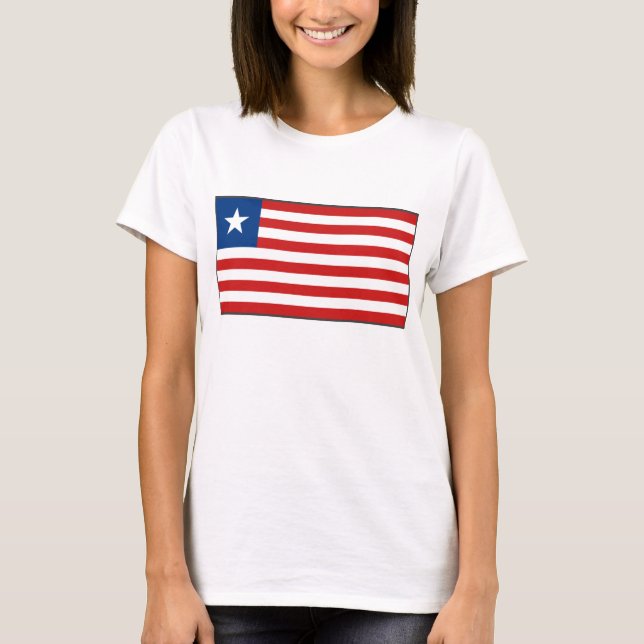 Sinalizador Libéria x Mapa T-Shirt (Frente)