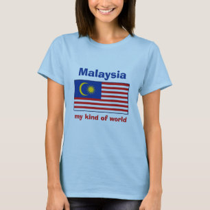 Sinalizador Malásia + Mapa + T-Shirt em Texto