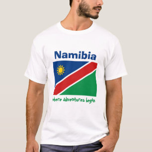 Sinalizador Namíbia + Mapa + T-Shirt de Texto
