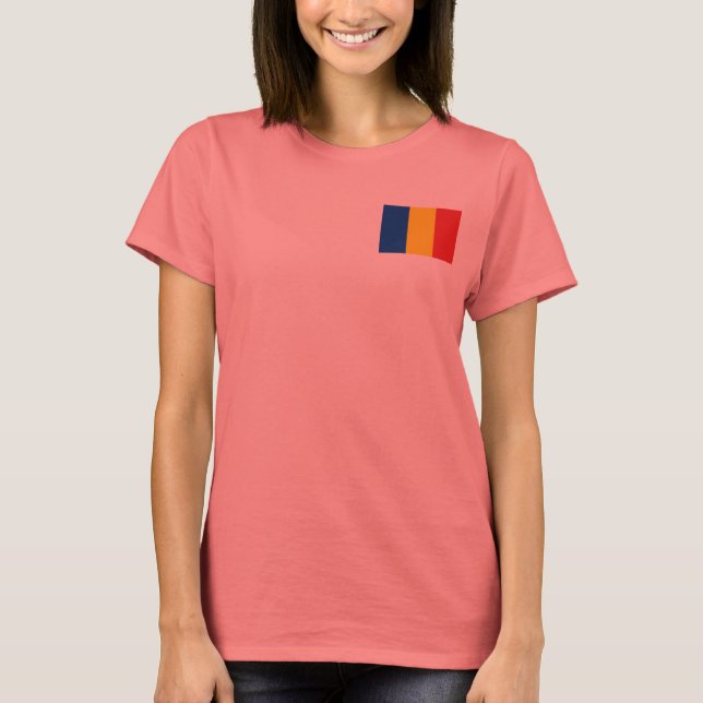 Sinalizador Romênia + Mapa T-Shirt (Frente)