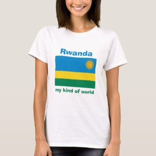 Sinalizador Ruanda + Mapa + T-Shirt de Texto