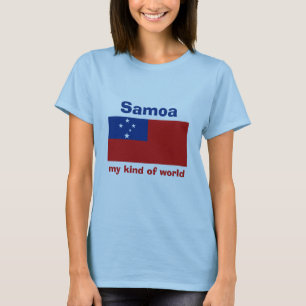 Sinalizador Samoa + Mapa + T-Shirt de Texto