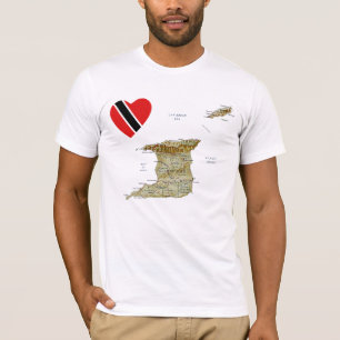 Sinalizador Trinidad e Tobago Heart e Map T-Shirt