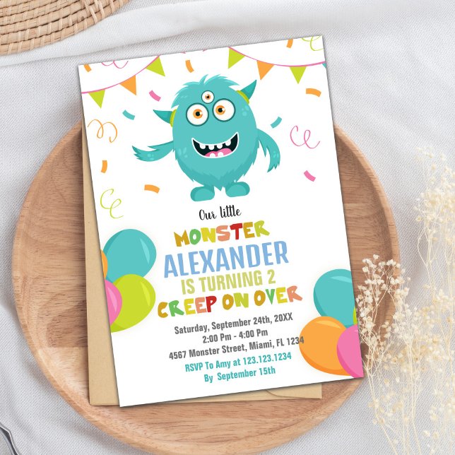 Sinalizadores de Bolsas de Convites de Aniversário (Monster Birthday Invitations Ballons Flags)