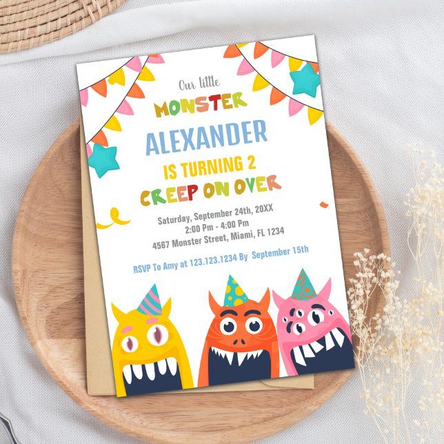 Sinalizadores de cor de convites de aniversário de (Monster Birthday Invitations Colour Flags)