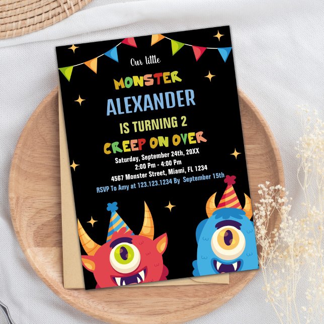 Sinalizadores de cor de convites de aniversário de (Monster Birthday Invitations Colour Flags)