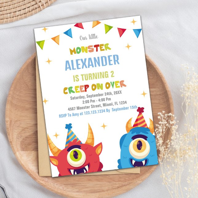Sinalizadores de cor de convites de aniversário de (Monster Birthday Invitations Colour Flags)