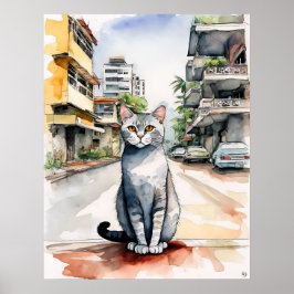 Singapura - Cat Art Impressão