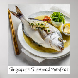 Singapura Steamed Pomfret Archival Impressão