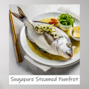 Singapura Steamed Pomfret Archival Impressão