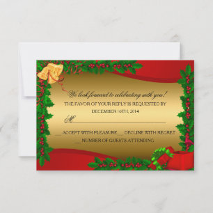Sino de Folhas de Azevinho Dourado RSVP de Natal