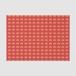 Sinos de Natal Amarelos em Papel de Seda Vermelho