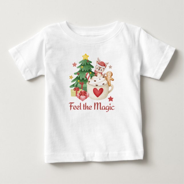 Sinta a camiseta do bebê de Natal mágico (Frente)