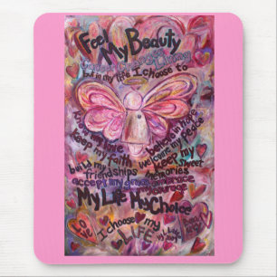 Sinta minha beleza Cancer rosa Angel Mousepad