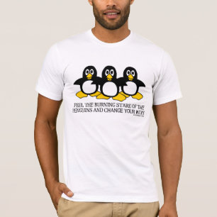 Sinta o olhar fixo ardente do t-shirt dos pinguins