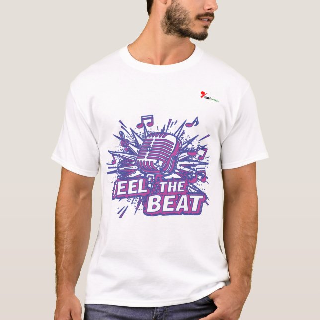 "Sinta O Ritmo" Microfone Retro Camiseta Vibrações (Frente)