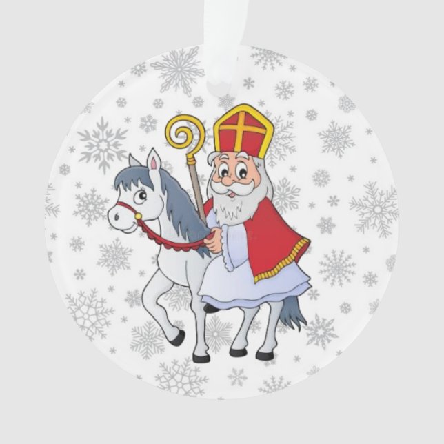 Sinterklaas e seu Ornamento Cavalo Branco (Frente)