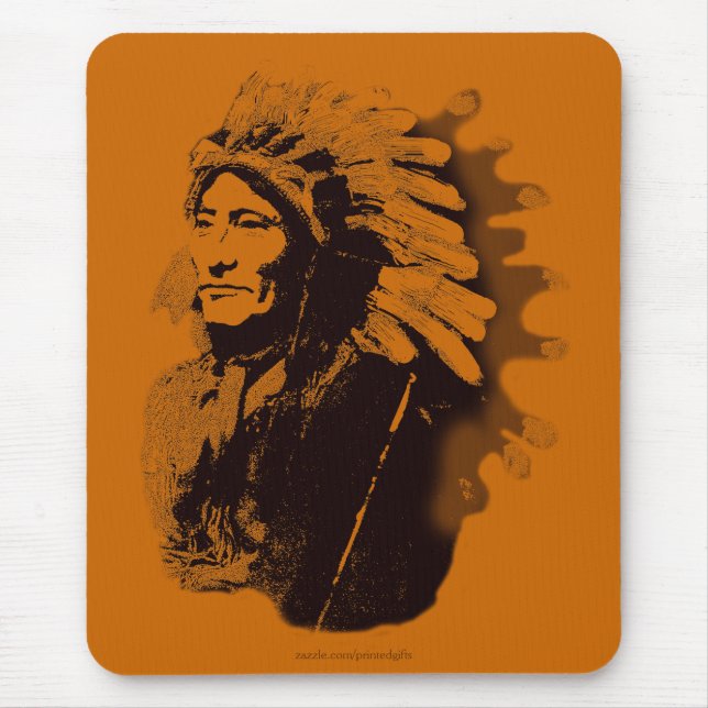 Sioux Chieftain Native American Gift Mousepad (Frente)