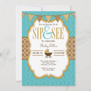 Sip Castanho Dourado Teal E Veja O Convite