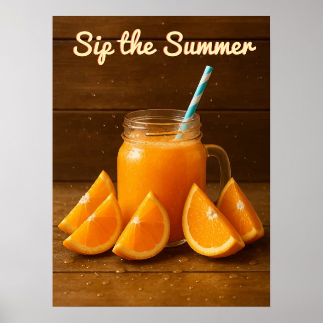 Sip the Summer - Orange Juice Watercolor Poster (Frente)
