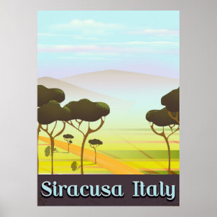 Siracusa Itália, poster de viagens paisagístico.