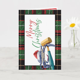 Siri Azul Santa com Martelo Cartão de Natal Person