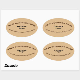 Site comercial no adesivo de forma oval castanho c