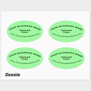Site comercial no adesivo de forma oval verde clar