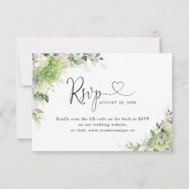 Site de Casamento QR Code RSVP de Hortênsias Verde