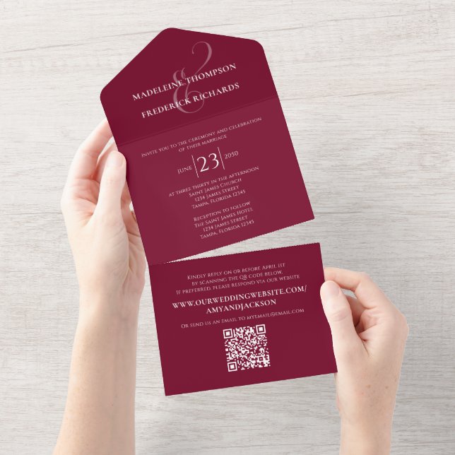 Site de Código Simples QR Simples da Borgonha Mini (Aba destacável)
