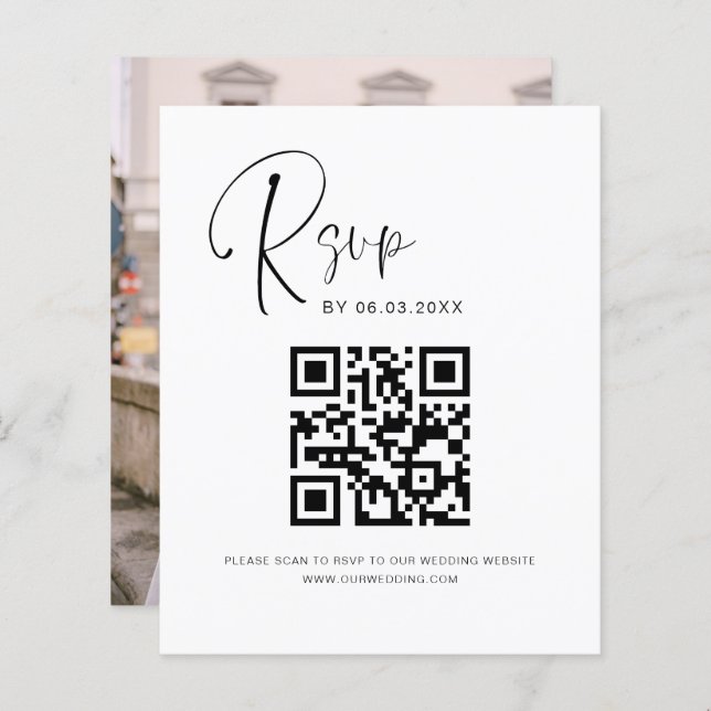 Site de Foto de Casamento RSVP de Código QR de Orç (Frente/Verso)