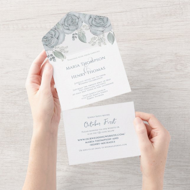 Site de Orçamento de Casamento Floral Azul Elegant (Tearaway)
