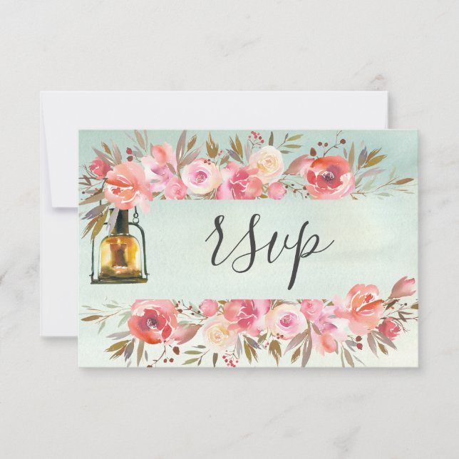 Sítio Web Casamento Resposta Coral Floral Watercol (Frente)