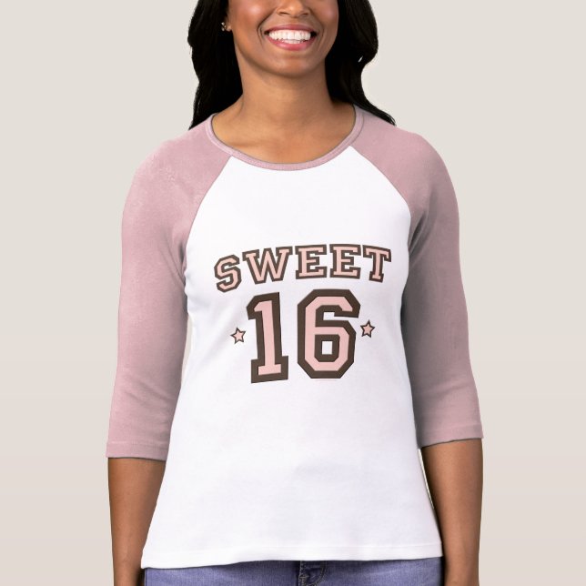 Sixteen16 camisa doce do Raglan T (Frente)