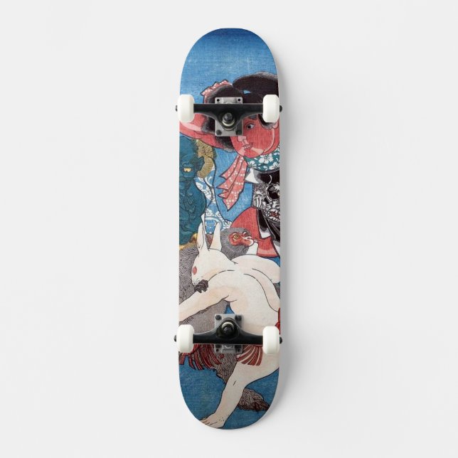 Skate 金太郎と動物, 国芳 Kintaro & animais, Kuniyoshi, Ukiyo-e (Frente)