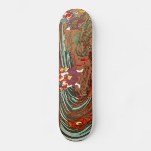 Skate 鬼若丸の鯉退治, carpa do monstro do 国芳, Kuniyoshi,