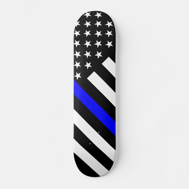 Skate A bandeira preto e branco fina de Blue Line E.U. (Frente)