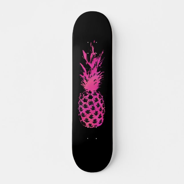 Skate Abacaxi cor-de-rosa e preto de néon artístico da (Frente)