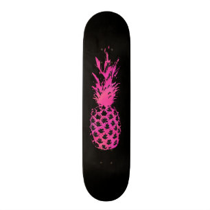 Skate Abacaxi cor-de-rosa e preto de néon artístico da