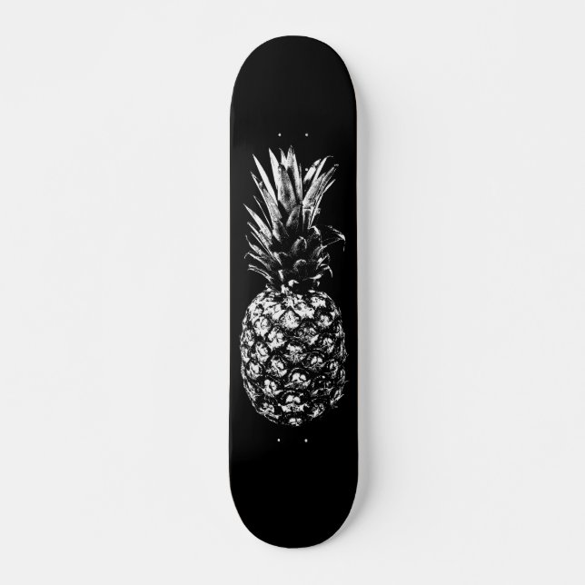 Skate Abacaxi tropical preto e branco Elegante (Frente)