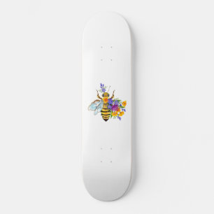 Skate Abeja flor com plantas silvestres