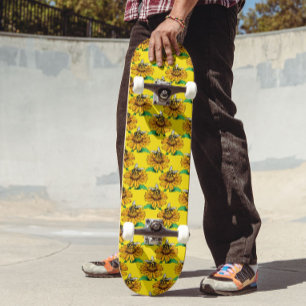 Skate Abeja no Design de Padrão de Flor de Girassol Amar