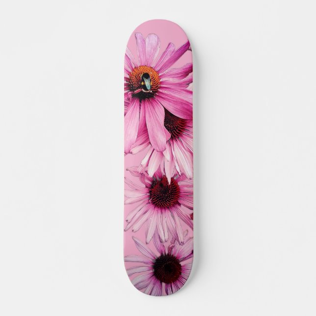 Skate Abelha, com flores rosa (Frente)