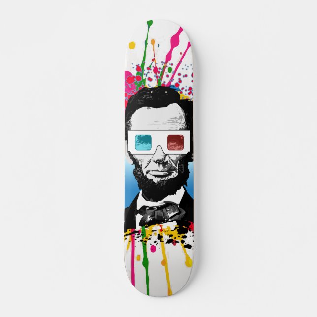 Skate Abraham Lincoln Pop Art Multicolor Salpico Rua (Frente)