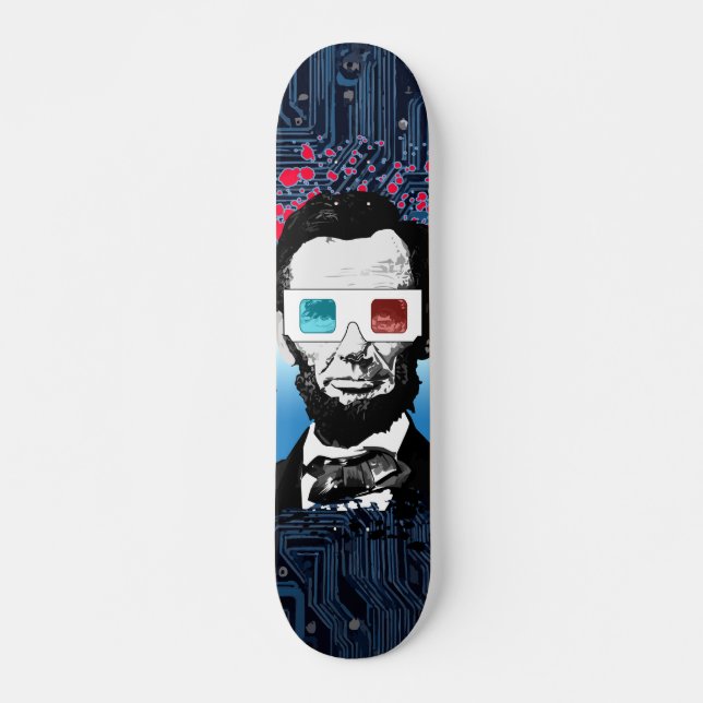 Skate Abraham Lincoln Pop Art Tech Circuito Design de Ru (Frente)