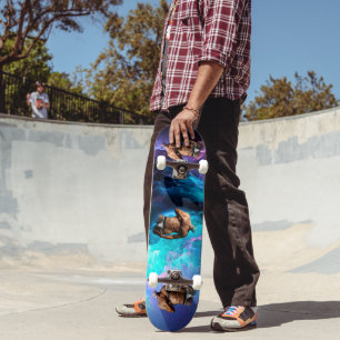 Skate Abst azul púrpura do Homem de SlipperyJoe