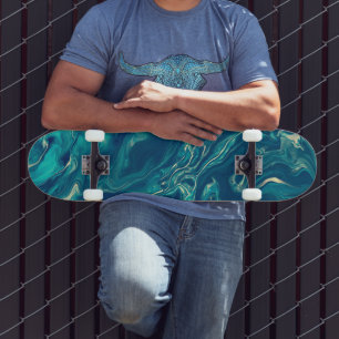 Skate Abstração de acrílico do mármore azul e branco